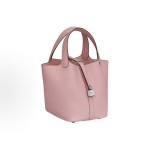 HERMES Picotin Lock 18 Silver Buckle Basket Bucket Bag Handbag 18 Women\'s 3Q RoseSakura Pink